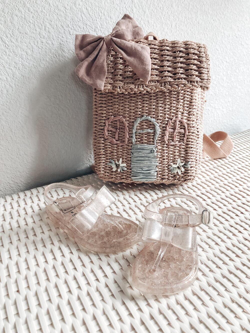 EUC Baby Gap Shimmery Clear Jelly Bow Front Sandals